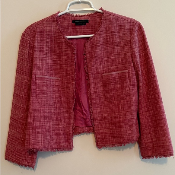 BCBGeneration Raspberry Tweed Cropped Jacket